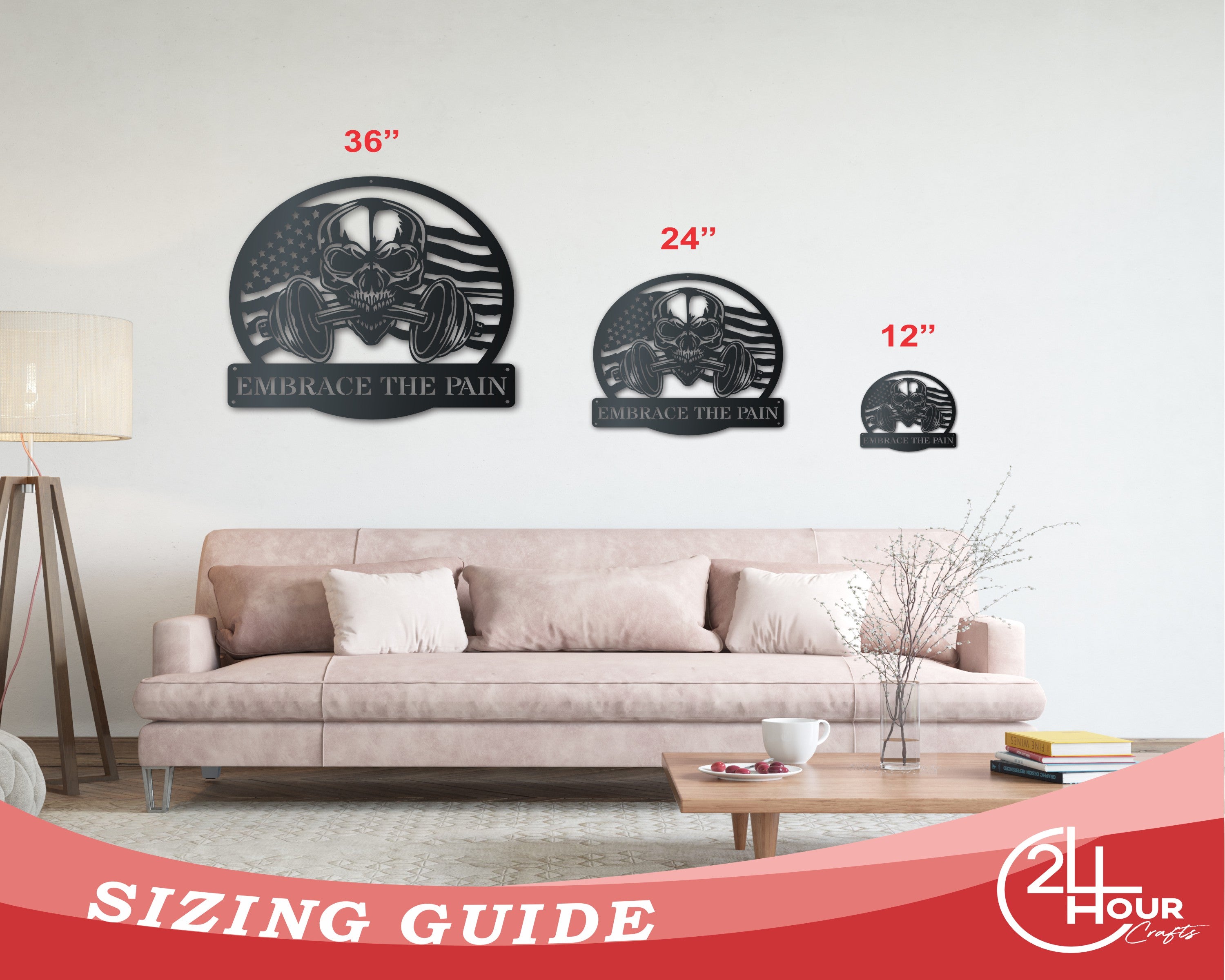 Custom Metal American Fitness Skull Wall Art | Metal Patriotic Gym Sign | Indoor Outdoor | Up to 46" | Over 20 Color Options