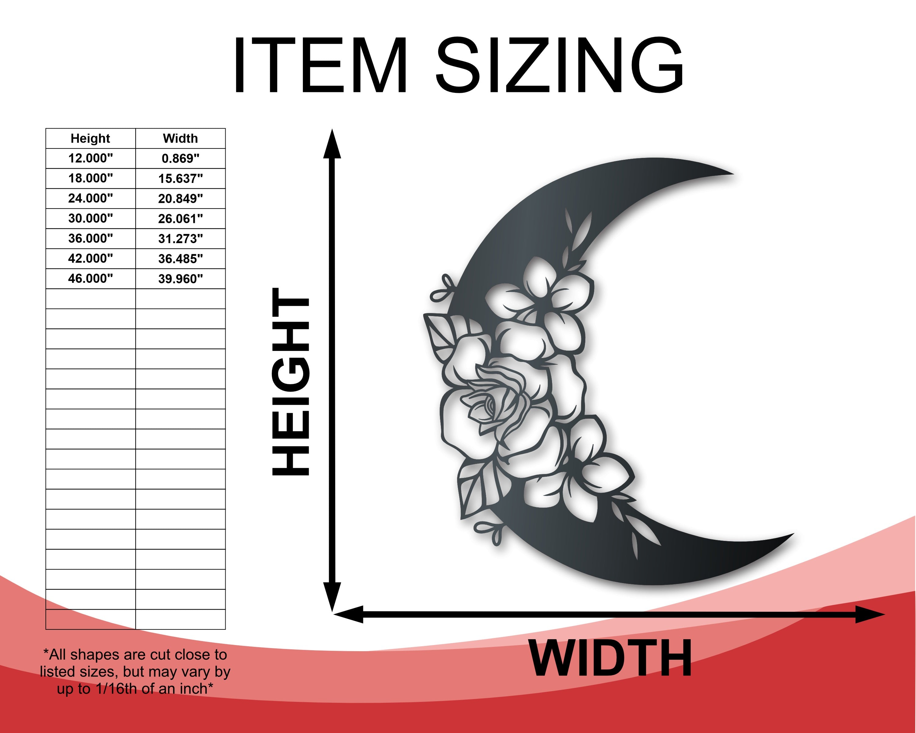 Botanical Moon Metal Wall Art | Indoor Outdoor | Up to 46" | Over 20 Color Options