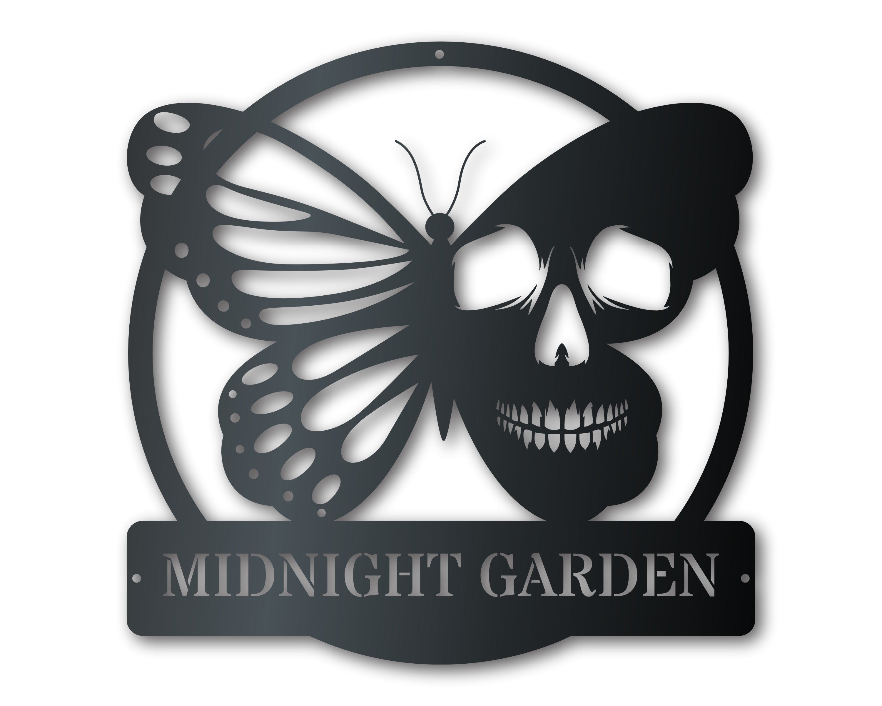 Custom Metal Butterfly Skull Wall Art | Indoor Outdoor | Up to 46" | Over 20 Color Options
