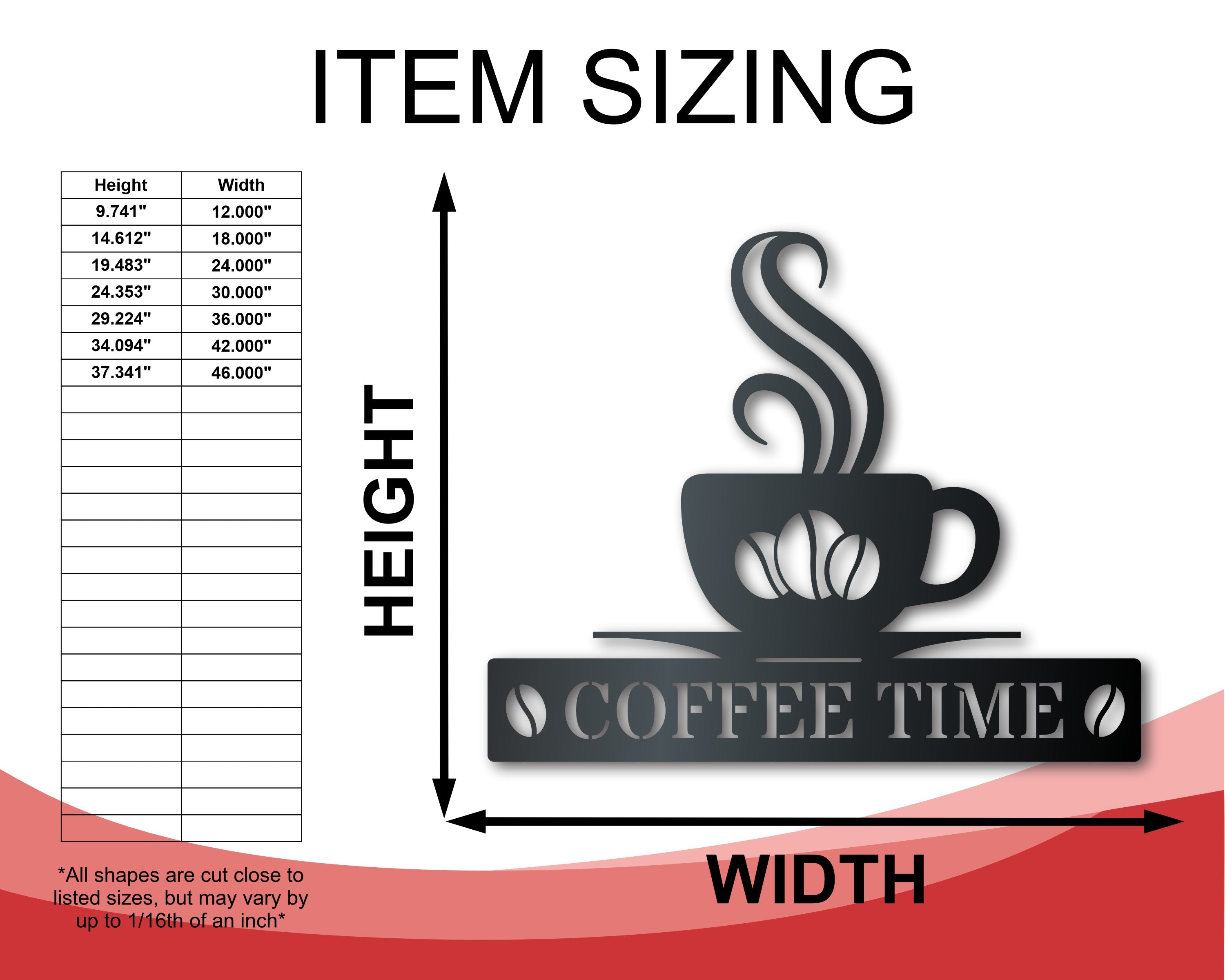 Custom Metal Coffee Bean Wall Art | Indoor Outdoor | Up to 46" | Over 20 Color Options