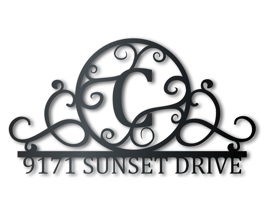 Custom Metal Monogram Address Wall Art | Indoor Outdoor | Up to 46" | Over 20 Color Options