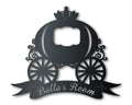 Custom Metal Fairytale Carriage Wall Art | Girls Princess Sign | Indoor Outdoor | Up to 46" | Over 20 Color Options
