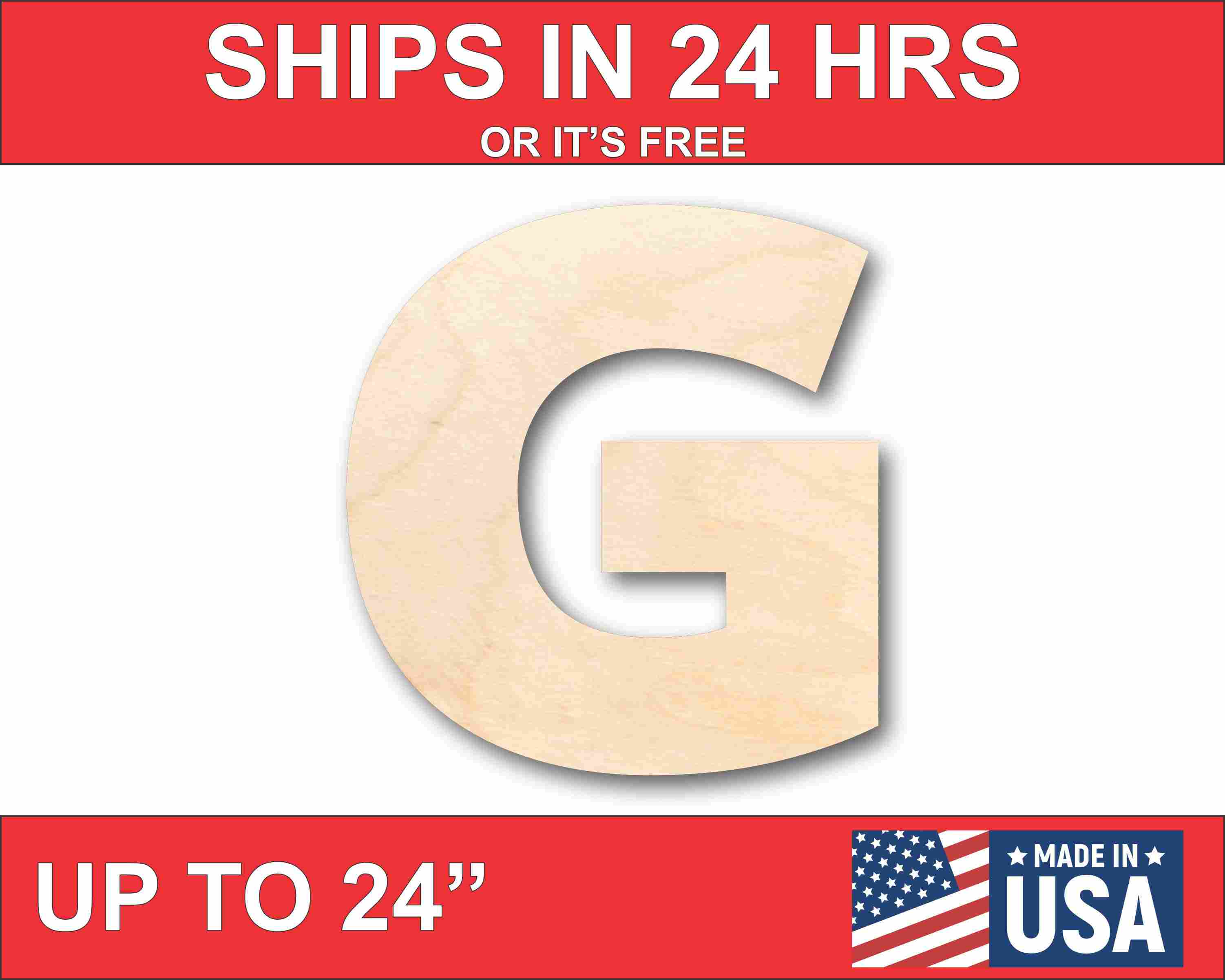 Unfinished Wood Block Letter G - Craft - up to 46" DIY
