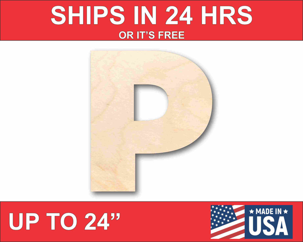 Unfinished Wood Block Letter P - Craft - up to 46" DIY