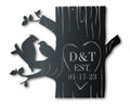 Metal Love Birds Carved Tree Wall Art - Custom Metal Sign - 14 Color Options