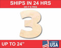 Unfinished Wood Block Number 3 - Craft - up to 46" DIY