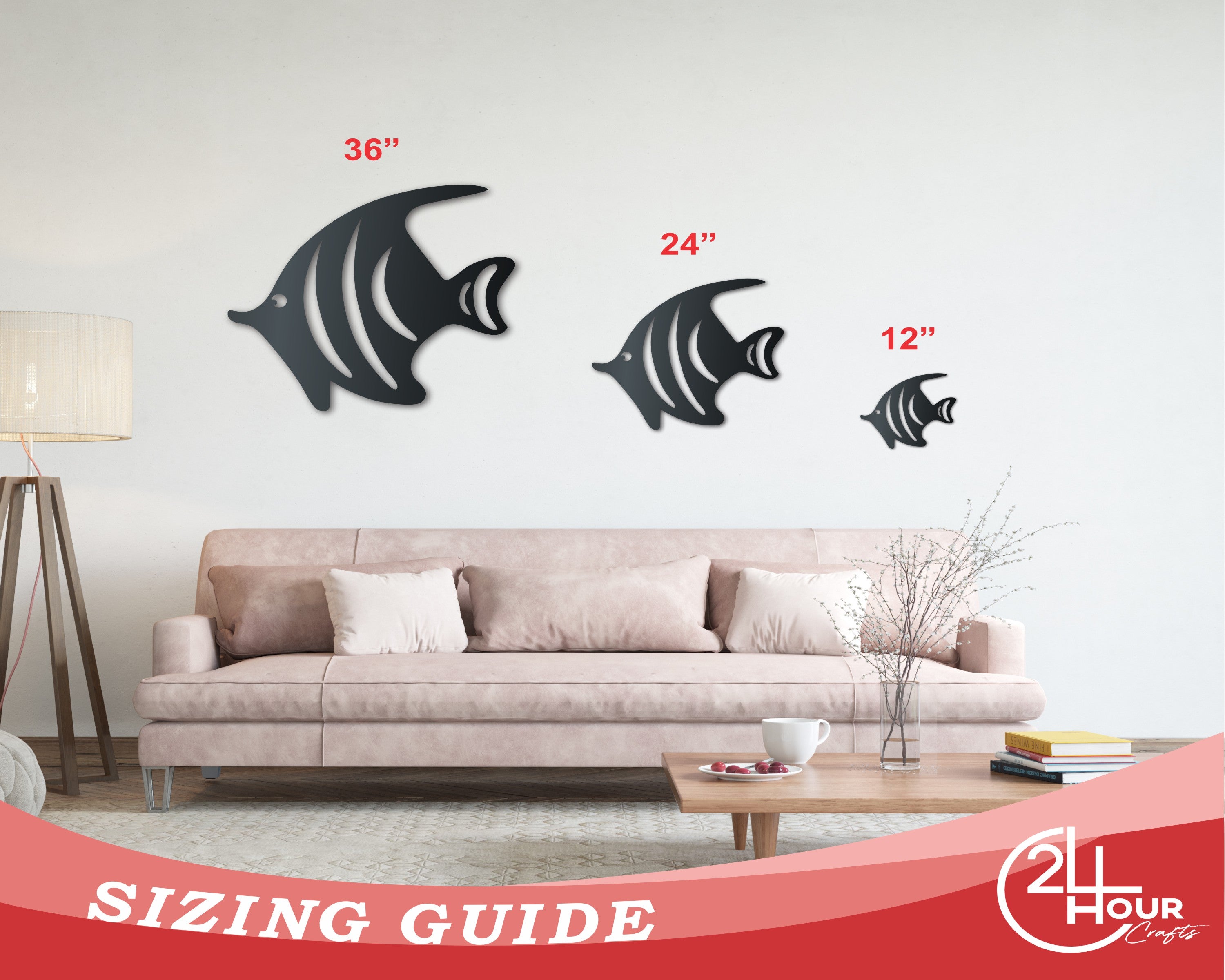 Metal Tropical Fish Sign | Indoor Outdoor | Up to 46" | Over 20 Color Options
