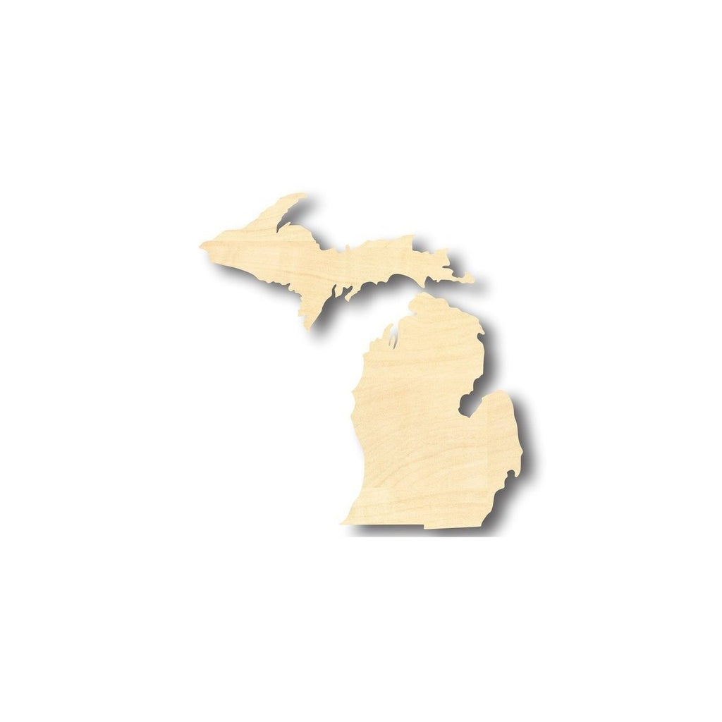 Unfinished Wood Michigan Shape (2 Pieces) - State - Craft - up to 46" DIY
